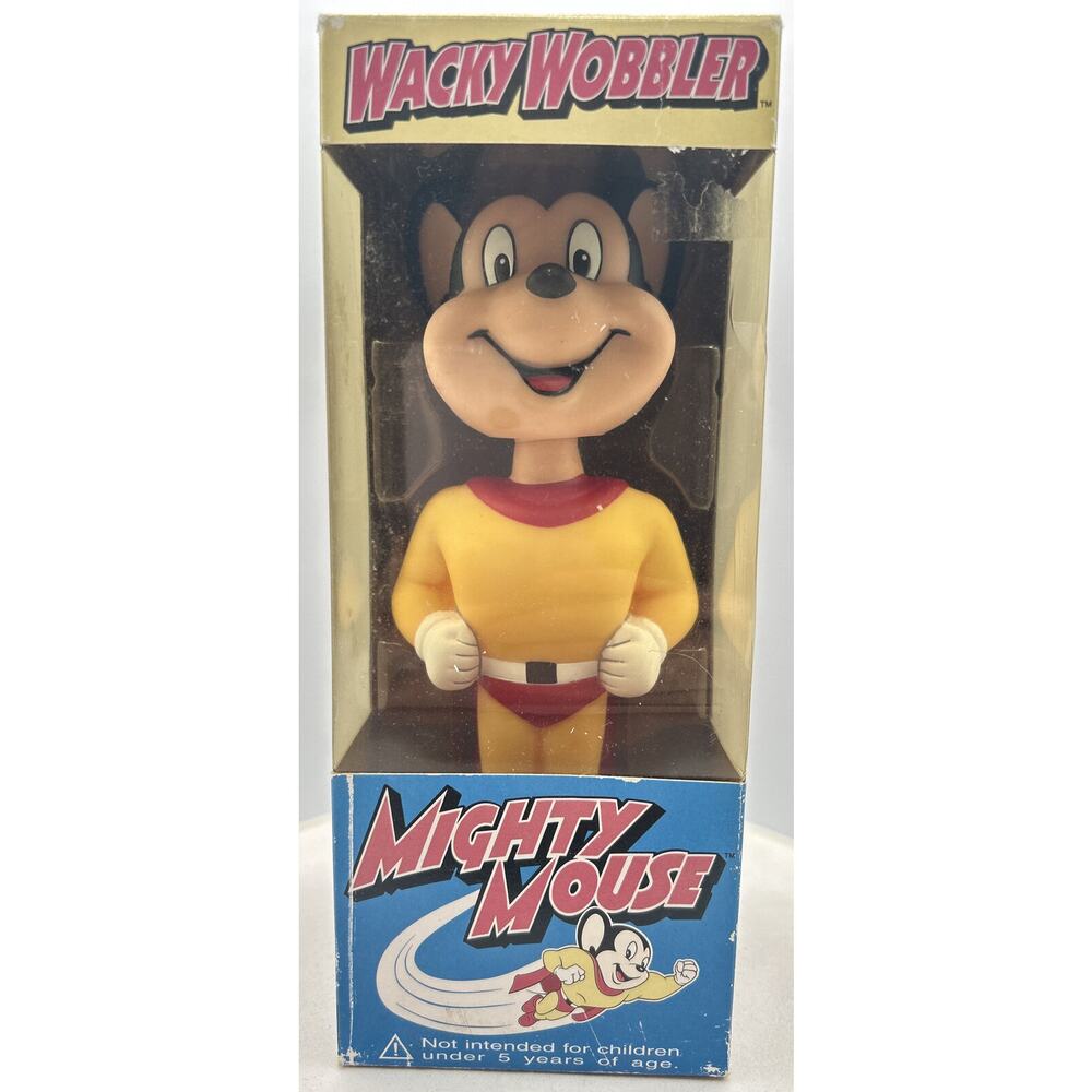 Wacky Wobbler Mighty Mouse Retired 2002 Funko in Box U126